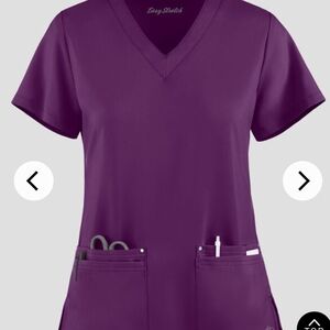 Eggplant Color Fitted Scrub Top- Womens-Large